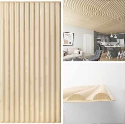 Art3d 2x4 ft Drop Ceiling Tiles 12-Pack, Oak, 3D Wall Panels with Semi-Cylinder