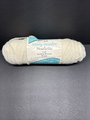 Vintage NOS Mary Maxim Starlette Knitting Worsted Yarn, White Orlon Acrylic USA