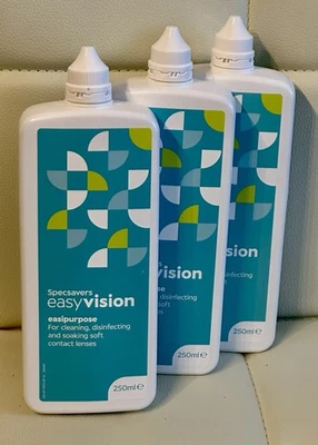 3 x 250ml SPECSAVERS Contact Lens Solution EasyVision CLEAN DISINFECT SOAK
