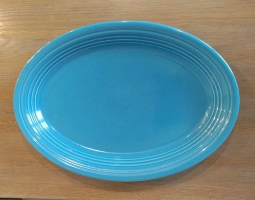 Fiestaware Peacock Blue Oval Serving Platter 13” X 9” Fiesta Homer Laughlin