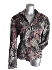 Sag Harbor Womens Floral Tapestry Blazer Size 10 Lined Jacket w/ Collar-2 button