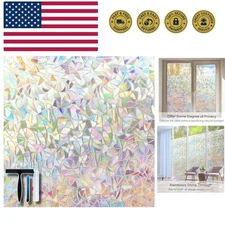 Window Privacy Film with Installation Tools, Static Window Clings Vinyl 3D De...