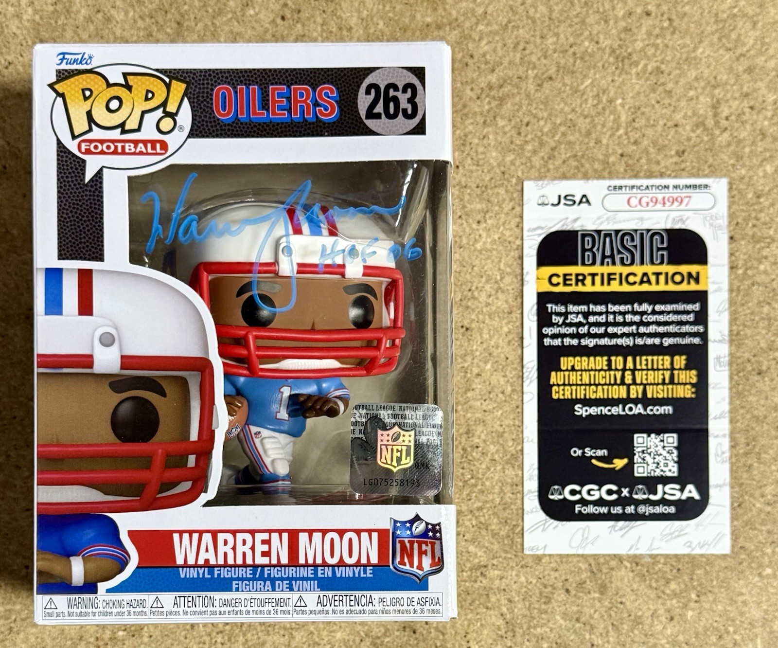 Warren Moon Signed NFL Houston Oilers Funko Pop! #263 With JSA COA 