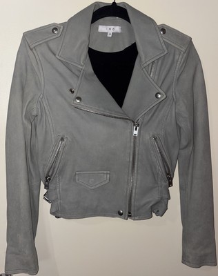 Iro Ashville Pistachio Green Lamb Leather Moto Biker Jacket 4 Med 38 16S EUC