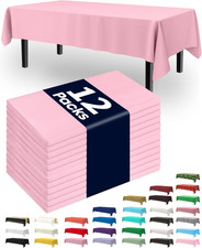 Plastic Table Cloth Disposable 12 Pack, 54 x 108 Inch Table Cloths, Easter Party