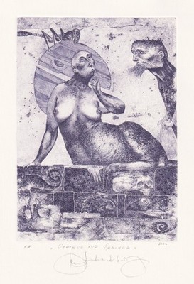 Exlibris Konstantin Antioukhin Oedipus Sphincs Ezoe Shonosure Signed Etching