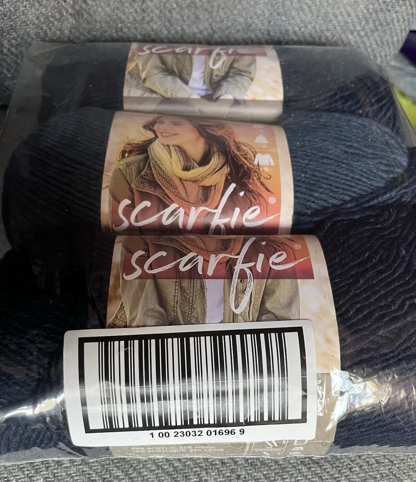 Lion Brand Scarfie Yarn Co Denim/Navy 3 Pack Pkg NEW in bag - Image 2 of 4
