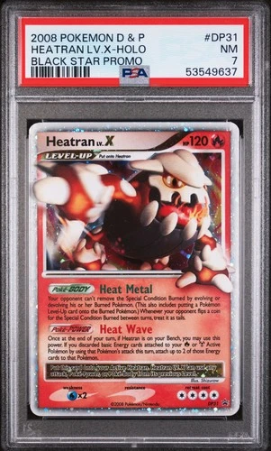 2008 POKEMON DIAMOND & PEARL BLACK STAR PROMO #DP31 HEATRAN LV.X-HOLO PSA 7