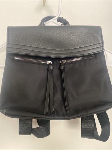 Botkier Mini New York NWT Black Leather Signature Logo Backpack Bag Purse - Picture 2 of 6