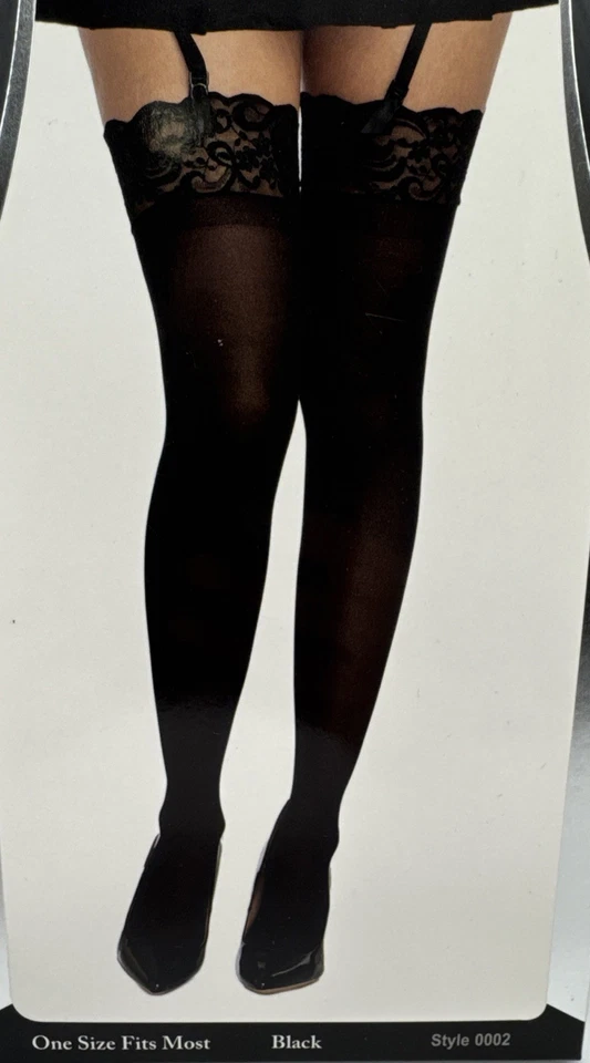 Dreamgirl Pantimedias Transparentes Hasta el Muslo Medias Nylon Conjunto De 2 Negras Foto 2 de 4