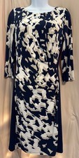 Lauren Ralph Lauren Dress Floral Size 6 Navy White Tan