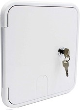 RV Electric Power Cord Cable Hatch Cover Camper Trailer Hose Storage-White