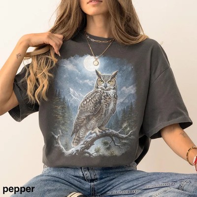 Great Horned Owl Moon Mountain Wildlife Nature Bird Comfort Tee