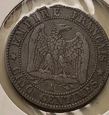 1853-A France 5 Five Centimes EF - Extra Fine