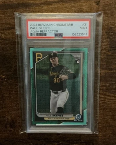 2024 Bowman Chrome - Paul Skenes #31 Aqua Mojo Refractor 035/299 (RC) PSA 9