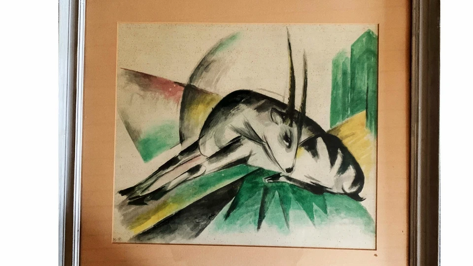 Franz Marc "Antilope" alter 40er Jahre Repro Print - Bild 3 von 4