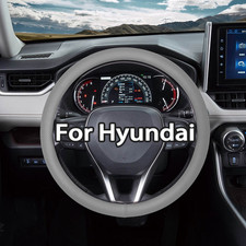 For Hyundai Sonata Gray Steering Wheel Cover Nappa Leather Breathable