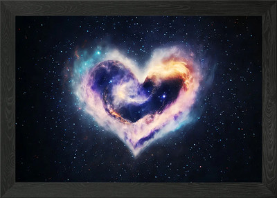 Gerahmtes Wandbild Poster Galaxie Sterne in Herzform Leinwanddruck Bild