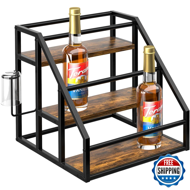 Homedawn Coffee Syrup Rack Organizer Spice Racks Syrup Bottle Holder Stand For
