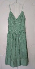 Farm Rio Bicolor Stripes Large Cotton Sleeveless V-Neck Drop-Waist Midi Dress