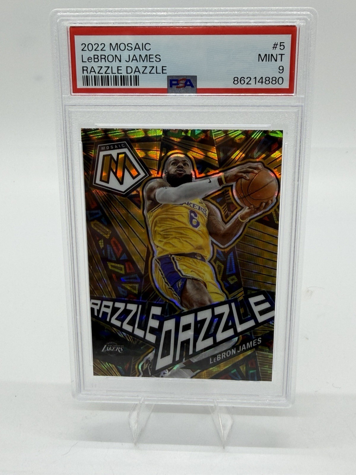 LeBron James #5 (Basketball Cards 2022 Panini Mosaic Razzle Dazzle) — is it worth grading?