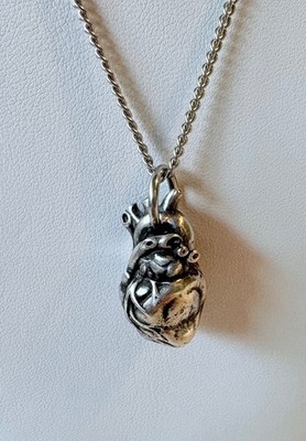 anatomical heart pendant sterling silver moon raven designs