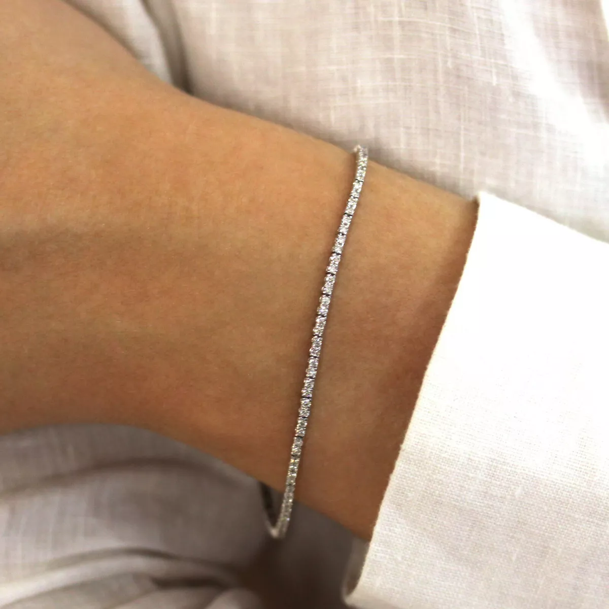 Louis Vuitton High Jewelry Diamond White Gold Tennis Bracelet