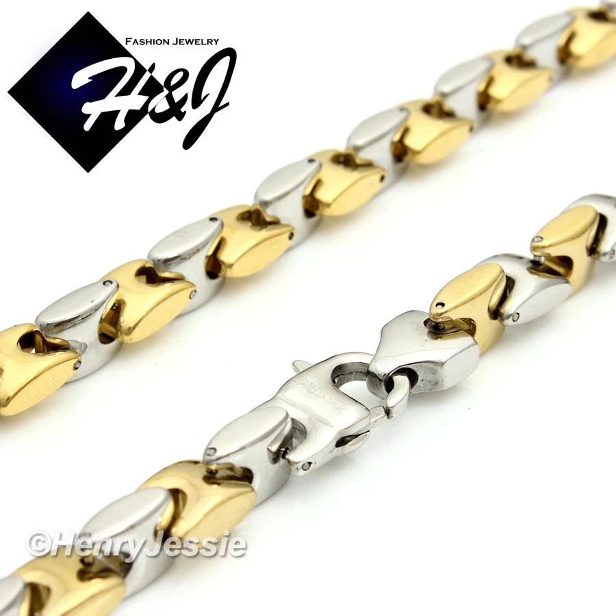 18-40 «МУЖЧИН из нержавеющей стали 8 мм серебро/золото покрытием блокировки цепочка крест подвеска * A - Изображение 4 из 4