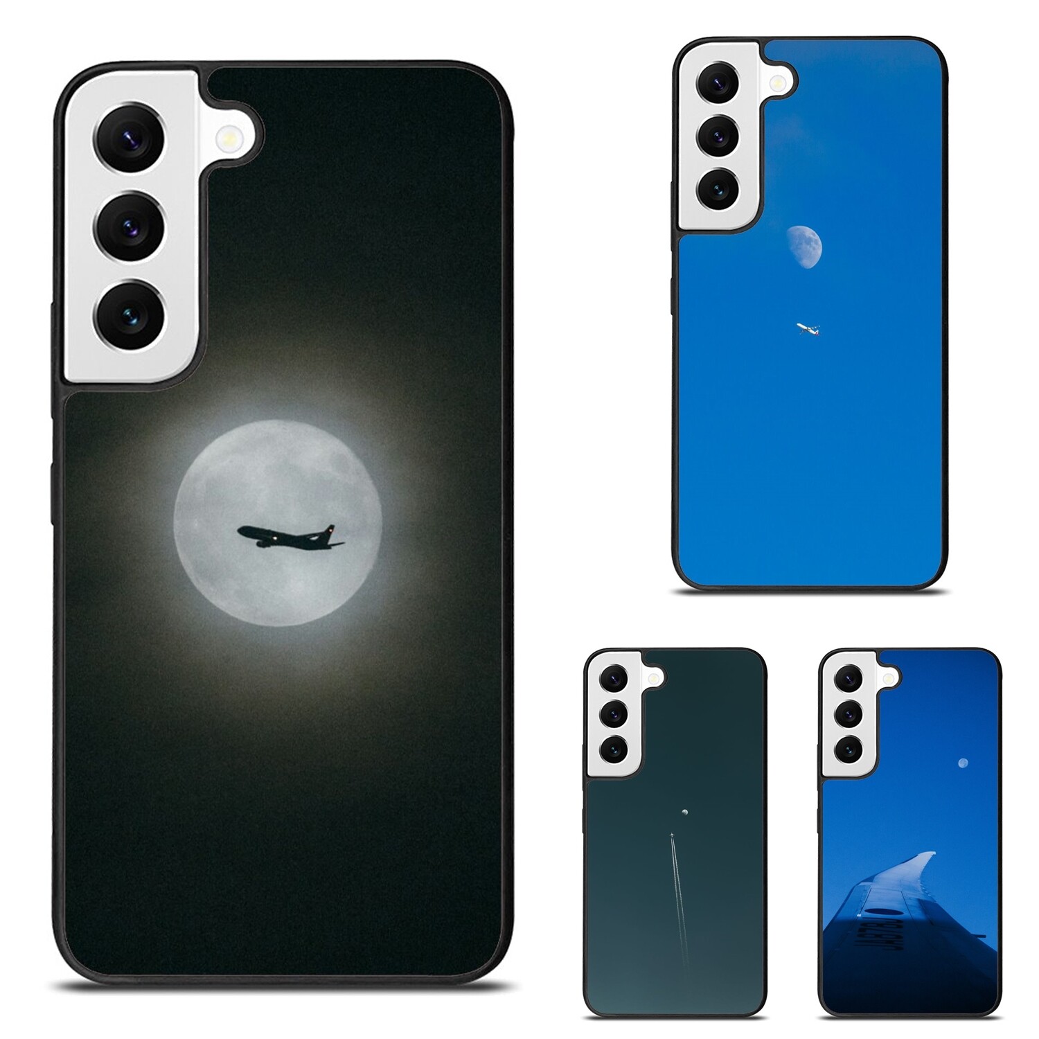 plane moon sky Airplane Anti Fingerprint For Samsung A14 A15 A16 A32 A35 A54 A71