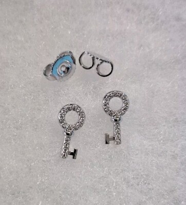 Tiffany & Co. 18k White Gold Diamond Key Earrings NEW