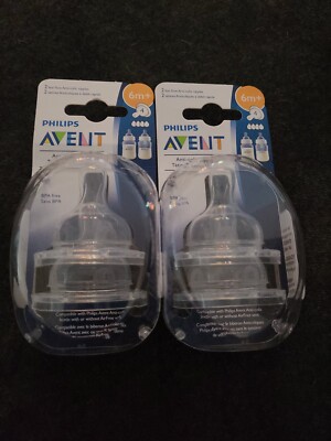2 pks Philips Avent Anti-Colic Baby Bottle 2 FAST FLOW Nipple 6m+ Level 4 (F3)