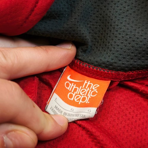 Suéter Nike vintage para hombre cremallera grande rojo gris bloque de color p... - Imagen 10 de 13