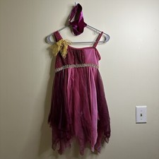 Curtain Call Burgundy/Gold Sparkle Dance Costume Elegant Flowing Design Size AM