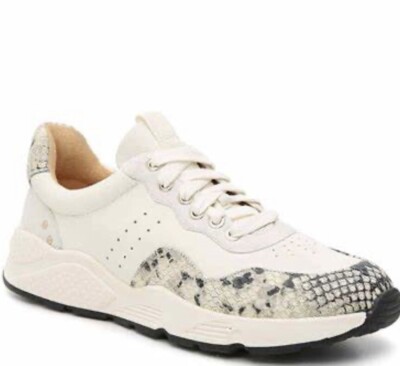 Joie Jamson Ivory And Snakeskin Sneakers Size US EU 38