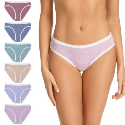 MOLASUS Women's Cotton Underwear Hipster Bikini Panties Soft Stretchy Briefs 6 Pieces