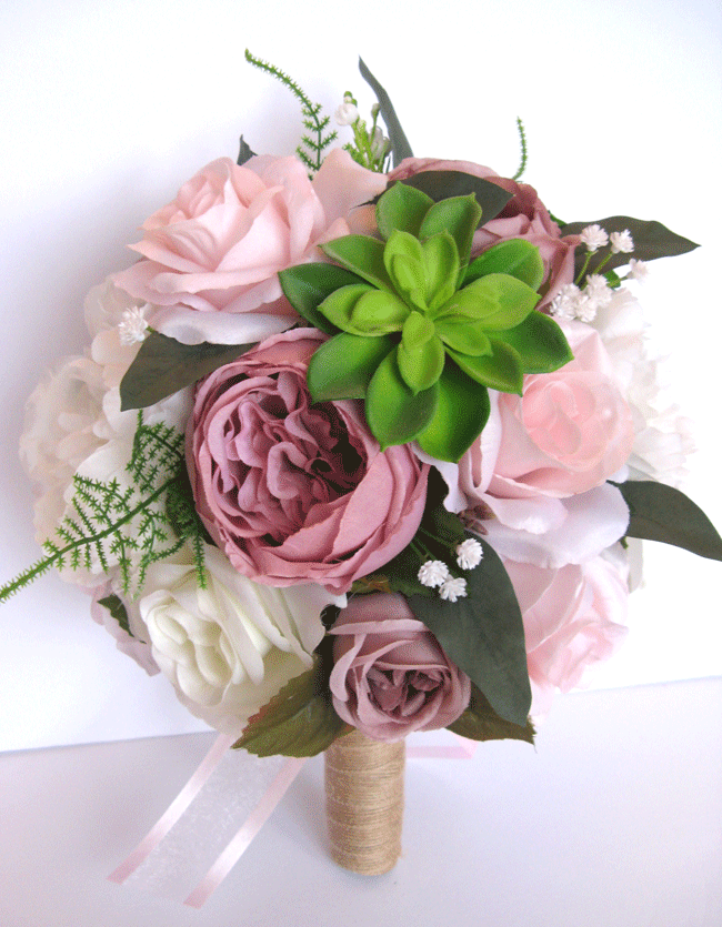 17 piece Wedding Bouquet set MAUVE bleuSH SUCCULENT Bridal Silk Flowers Bouquets 17 piece Wedding Bouquet set MAUVE bleuSH SUCCULENT Bridal Silk Flowers Bouquets