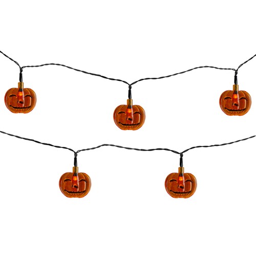 Northlight 10ct Orange B/O Jack O' Lantern LED Mini Halloween Lights 6