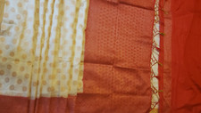 Khadi Silk Saree Beige Red Zari Weaving Unstitched Blouse Party Festive Wear