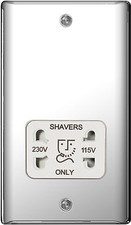 BG NEXUS DECORATIVE LIGHT SWITCHES & SOCKETS POLISHED CHROME RANGE WHITE INSERTS