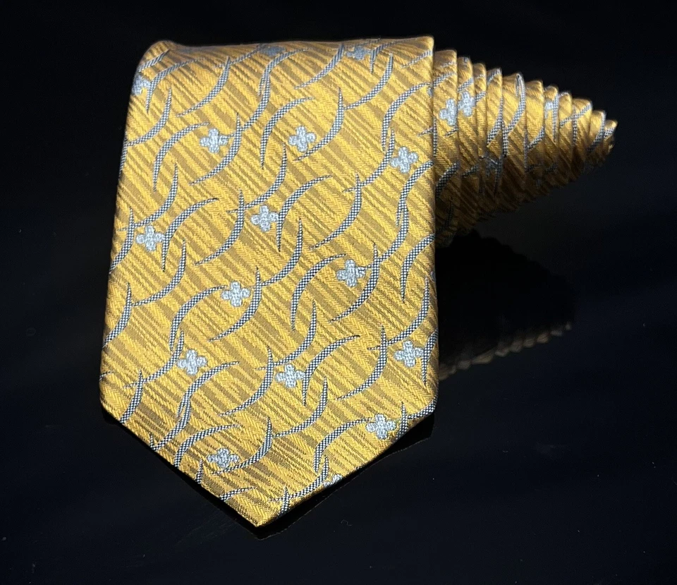 NWT XMI Silk Gold Flower Weave Tie - Image 2 of 4