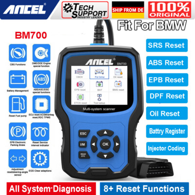 ANCEL für BMW OBD2 Diagnosegerät Alle Systeme Injektor Codierung TPMS Öl Service