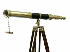Antique Vintage Brass Telescope Nautical Spyglass Scope with Wooden Tripod Gift