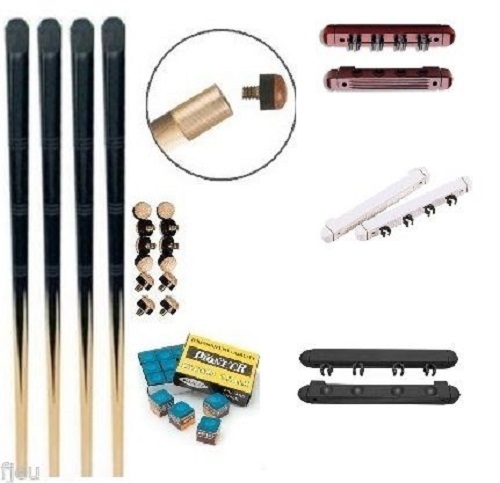 Queues de billard américain en frêne de 92 à 145 cm avec accessoires et support