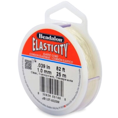 Beadalon Elasticity Stretch Cord, 1.0mm, Clear, 25 m / 82 ft