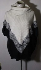 BANANA REPUBLIC Black Beige Cowl Neck Poncho Sweater Size M