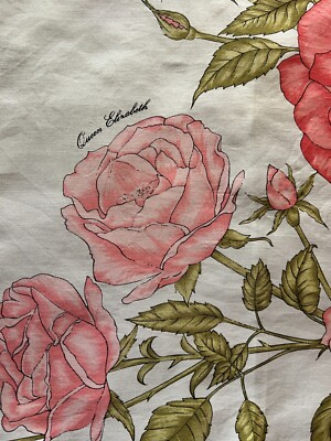 Cornelia James Vintage Queen Elizabeth 11 Royal Roses Coral Silk
