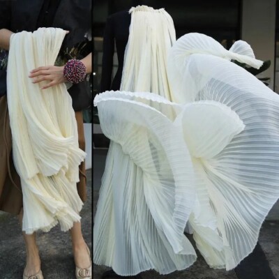 Light Chiffon Organza Pleated Fabric Airy Pleated Dress Halter Dress Fabrics  | eBay