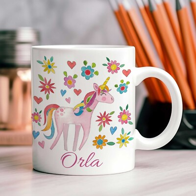 Personalisierte Kindertassen, Keramik Einhorn Tanztasse, Mädchen rosa Geburtstag Geschenk Tasse