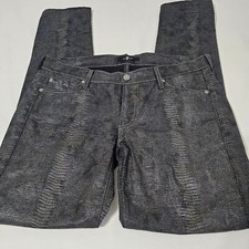 7 For All Mankind Black Grayish Lizard Snake Animal Print Pants Women's Size 29