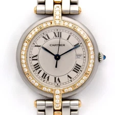 Cartier Panthère 30mm 183964 18kt Custom Diamond Bezel / Two Tone White Dial VSG